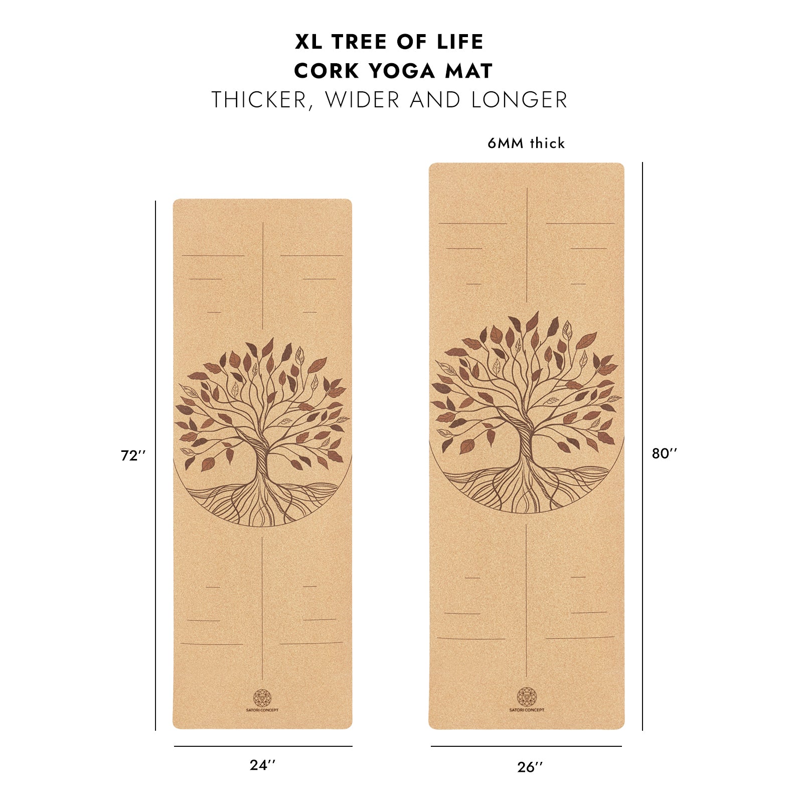 XL Tree Of Life Cork Yoga Mat